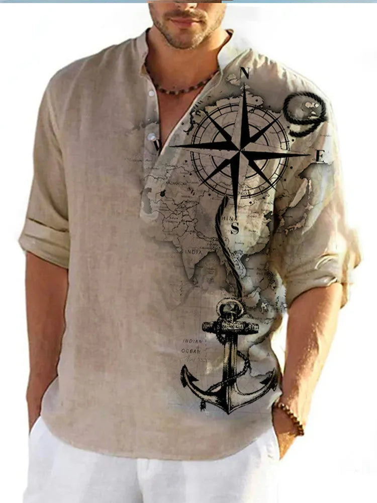 Thin striped Hawaiian long sleeve shirt in multiple colour options sizes S to 6XL