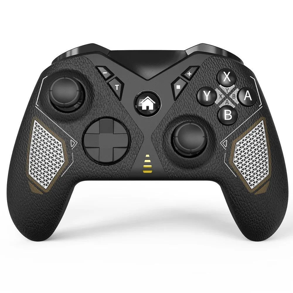 Black wireless game controller with leather pattern texture for Nintendo Switch and mobile phones.