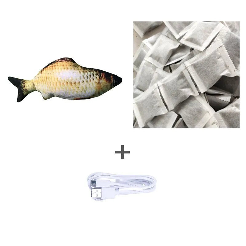 Electronic jumping fish simulation cat toy without catnip, 30cm multicolour design with USB charging