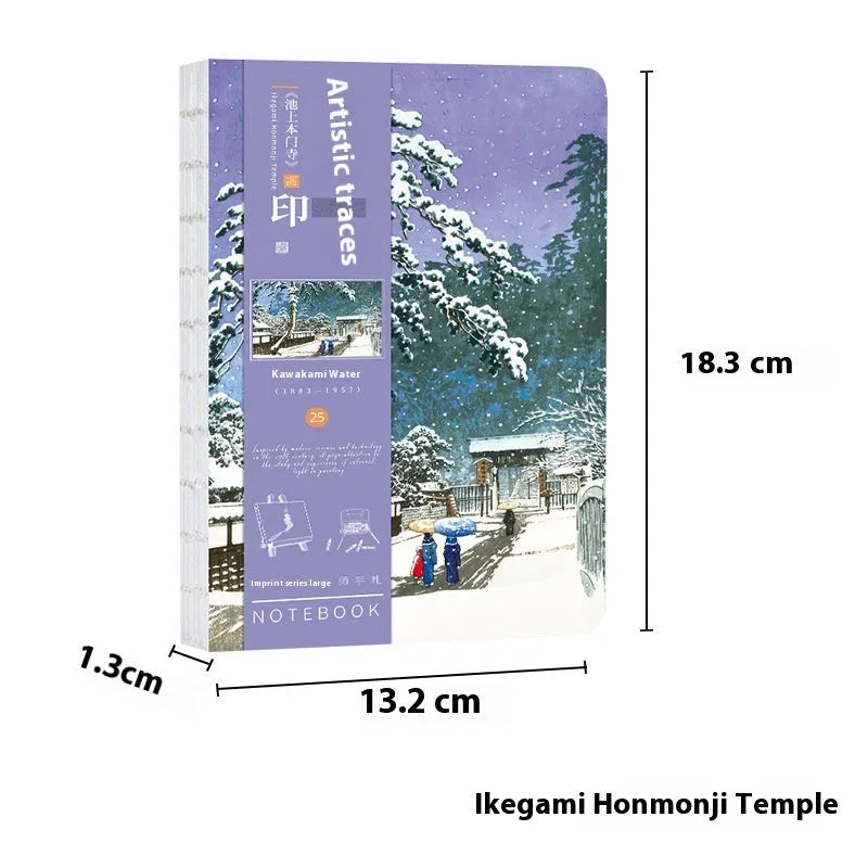 Japanese ukiyo-e art hand ledger notebook with vintage retro style and traditional artwork cover