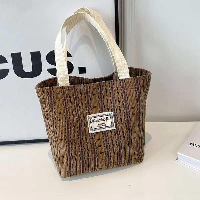 Japanese style corduroy crossbody bag in dark brown, grey, or ivory white with large capacity