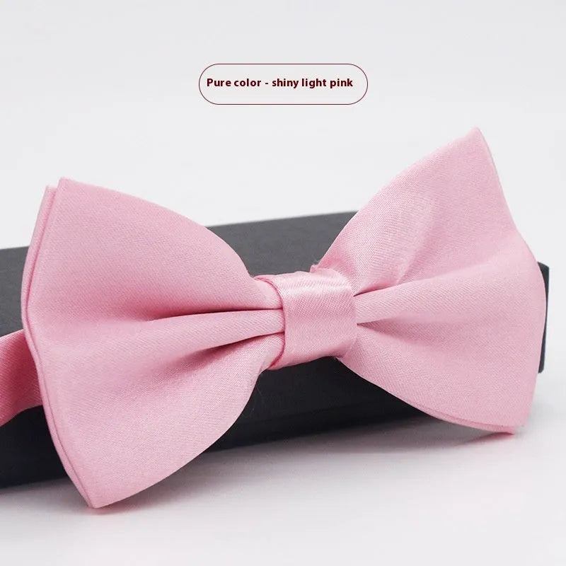 Men's solid colour formal bow tie in flat head style showing 12x6cm dimensions