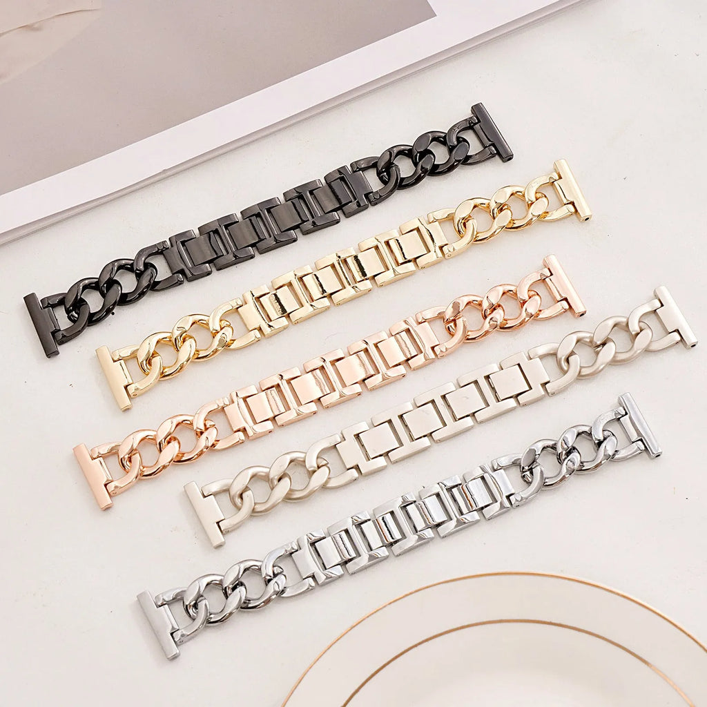 Denim pattern metal chain watch strap for Apple Watch in silver colour