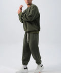 Men's polar fleece sports suit with crew neck top and loose padded trousers in five winter colours