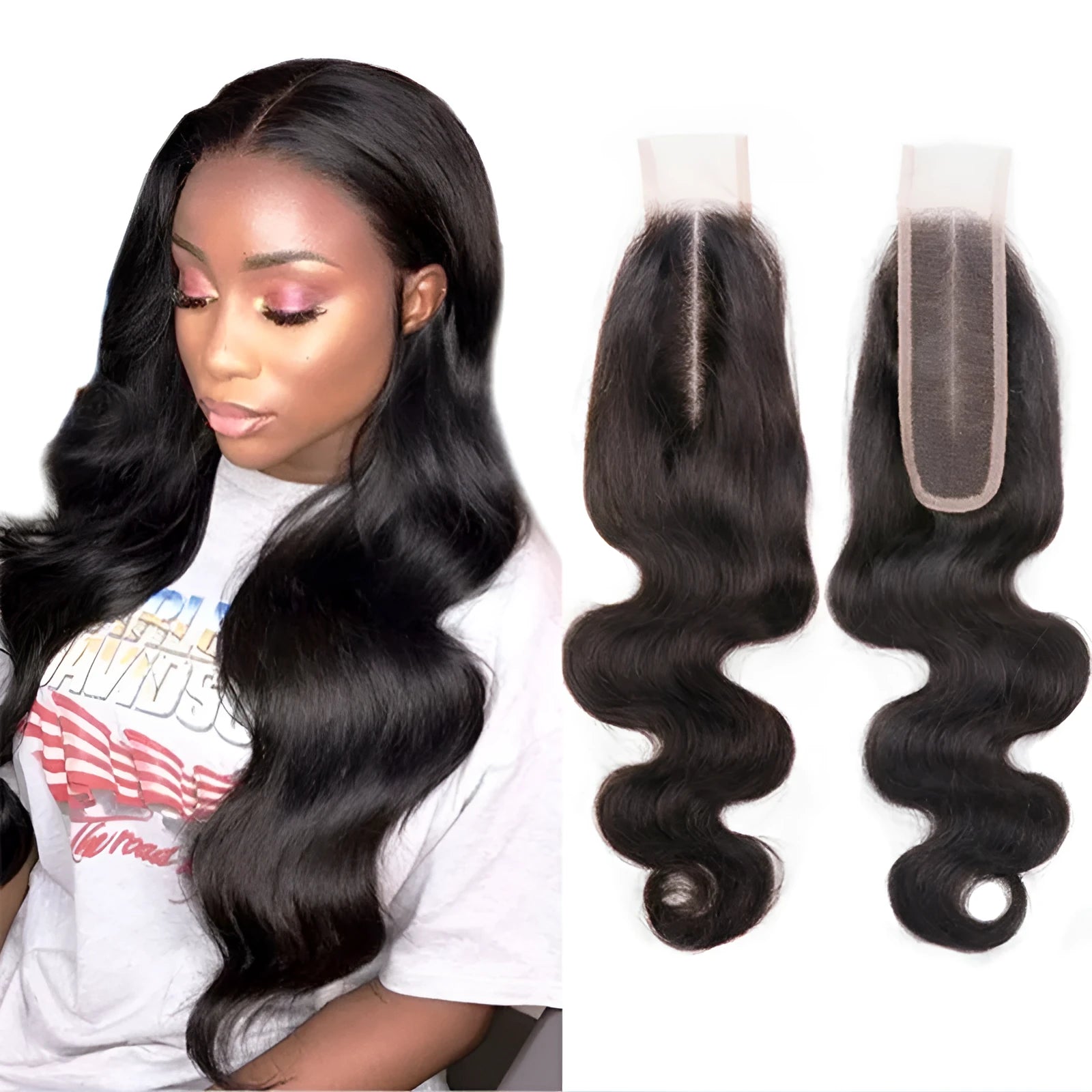 Natural colour straight human hair wig shown at various lengths from 8 to 20 inches
