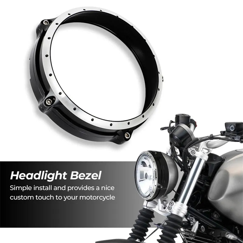 Black CNC aluminium headlight cover for BMW R NineT Scrambler 2014-2017