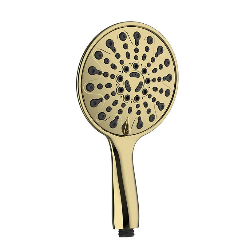 6-inch chrome handheld shower head with six function selector showing massage, bubble, and rain modes