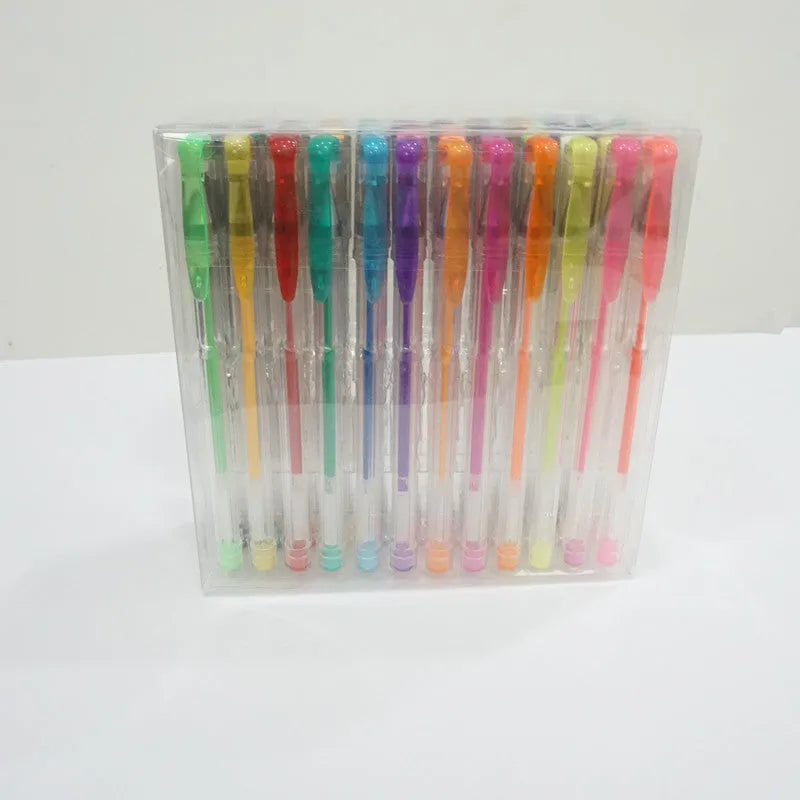 Set of 100 gel colour pens with watercolour and highlighter effects in assorted colours