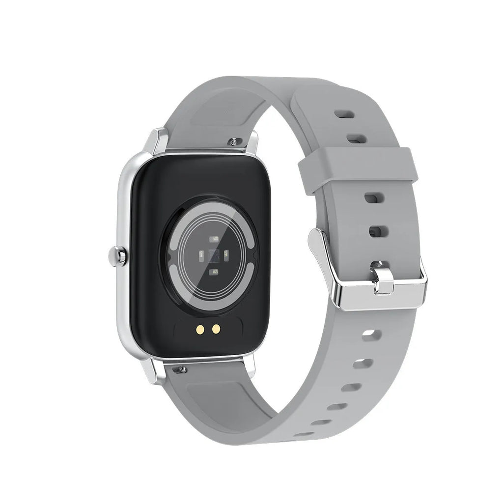 H80 sports smart watch with silicone strap on a wrist, showing a watch face displaying heart rate and blood oxygen data.