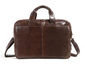 Brown men's business briefcase made from first layer cowhide leather with 18-inch laptop compartment