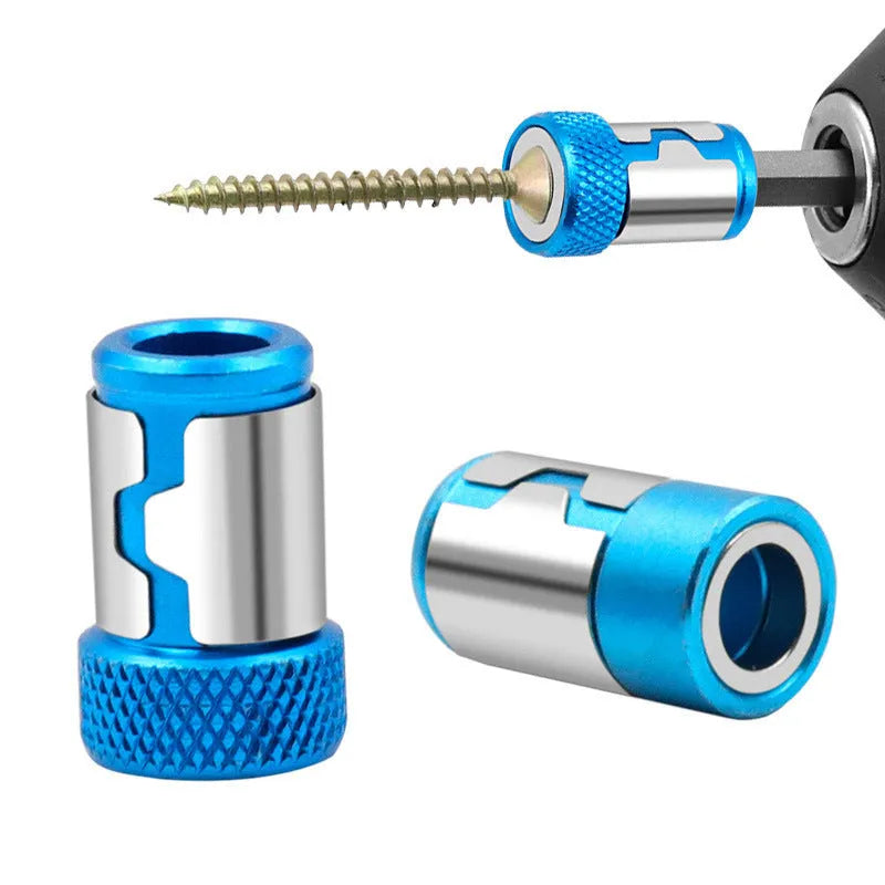 Light blue magnetic screwdriver bit with high carbon steel construction