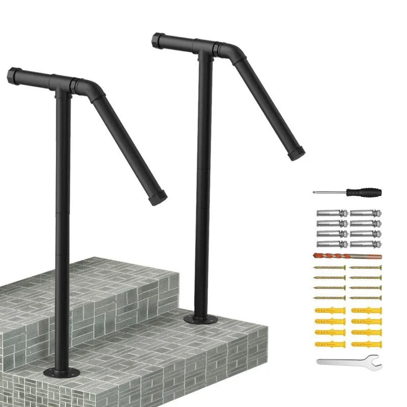 Black metal ladder support with American minimalist design for staircase construction