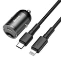 Baseus Huixiaoxing 30W mini car charger in grey with 1m USB cable