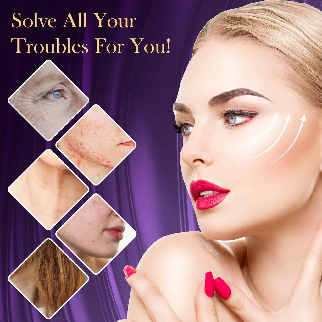 Purple High Wave Electrotherapy Rod six-piece set for professional wrinkle removal treatments