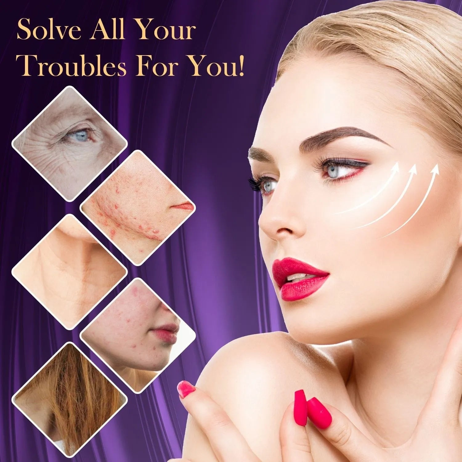 Purple High Wave Electrotherapy Rod six-piece set for professional wrinkle removal treatments