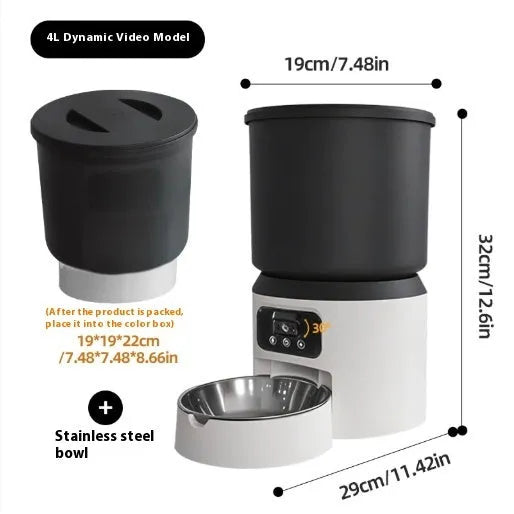 4 litre smart pet feeder with wifi remote control and optional rotating camera