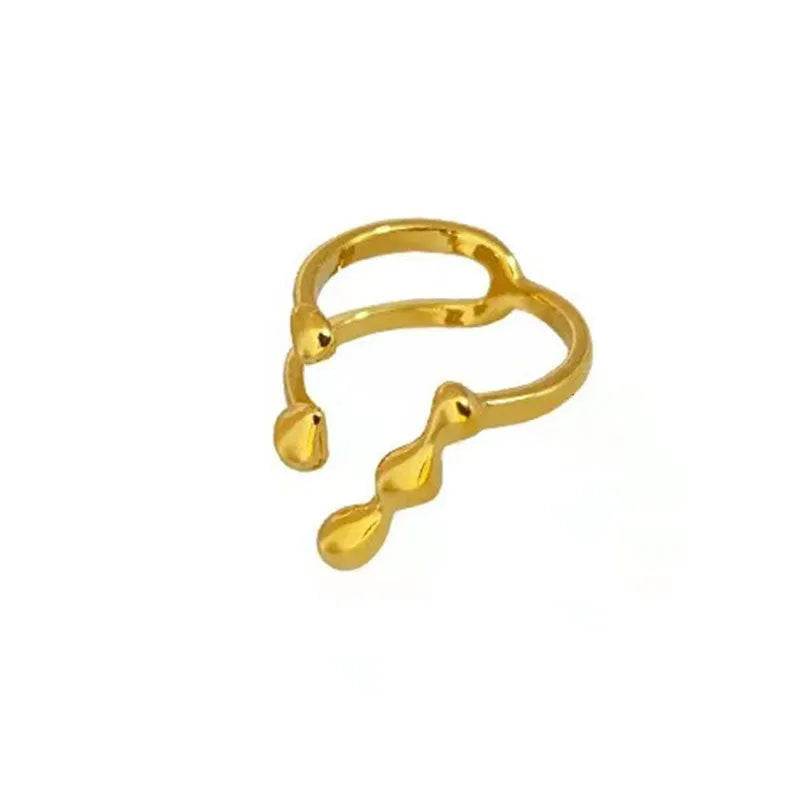 Brass women's fashion ring with spherical design in gold or silver adjustable ring