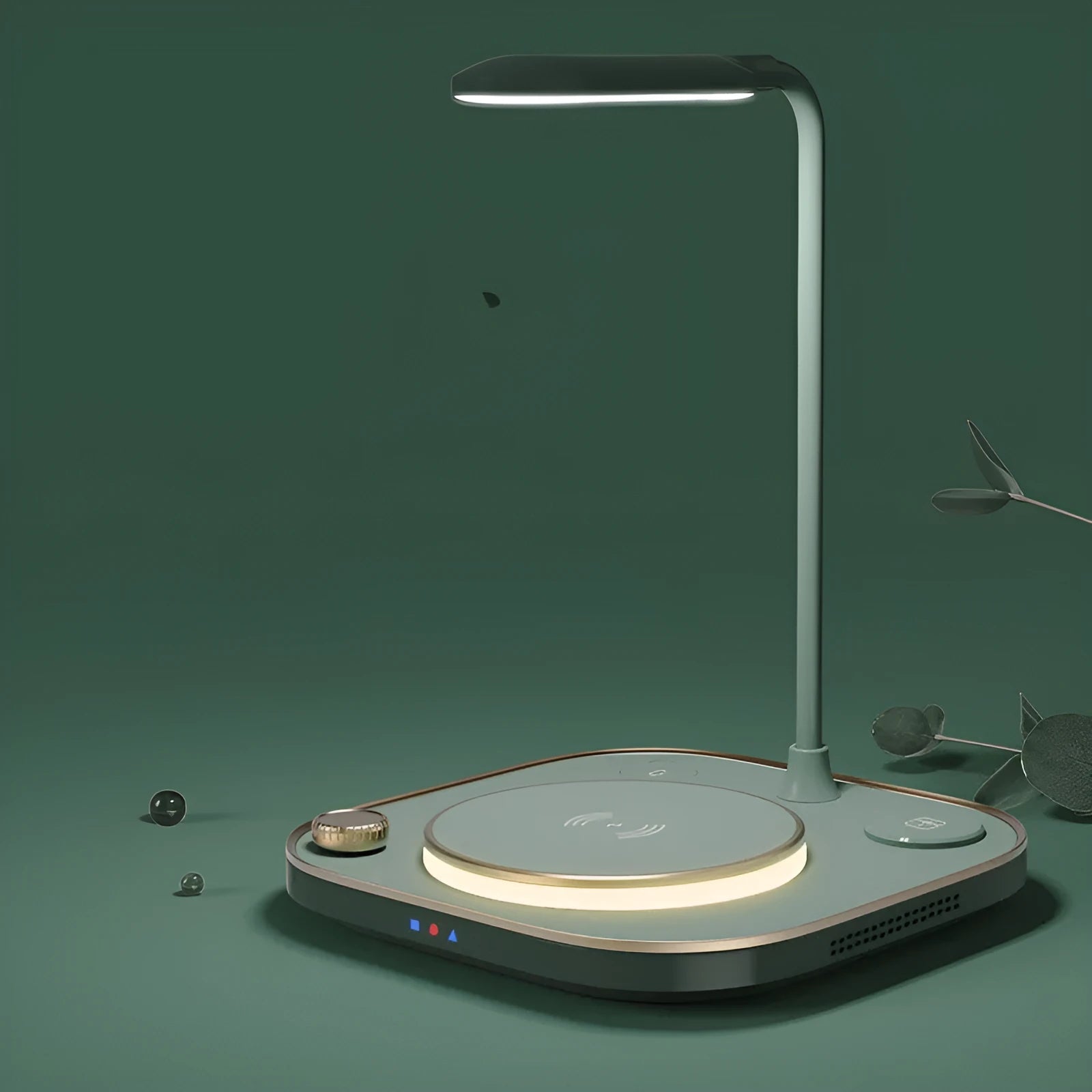 Black three-in-one wireless magnetic charger desk lamp with 15W fast charging for iPhones and Android phones