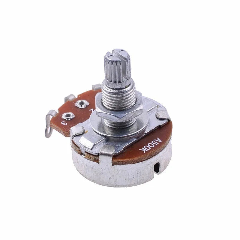 Metal replacement knob for electric guitar volume and tone potentiometer controls.