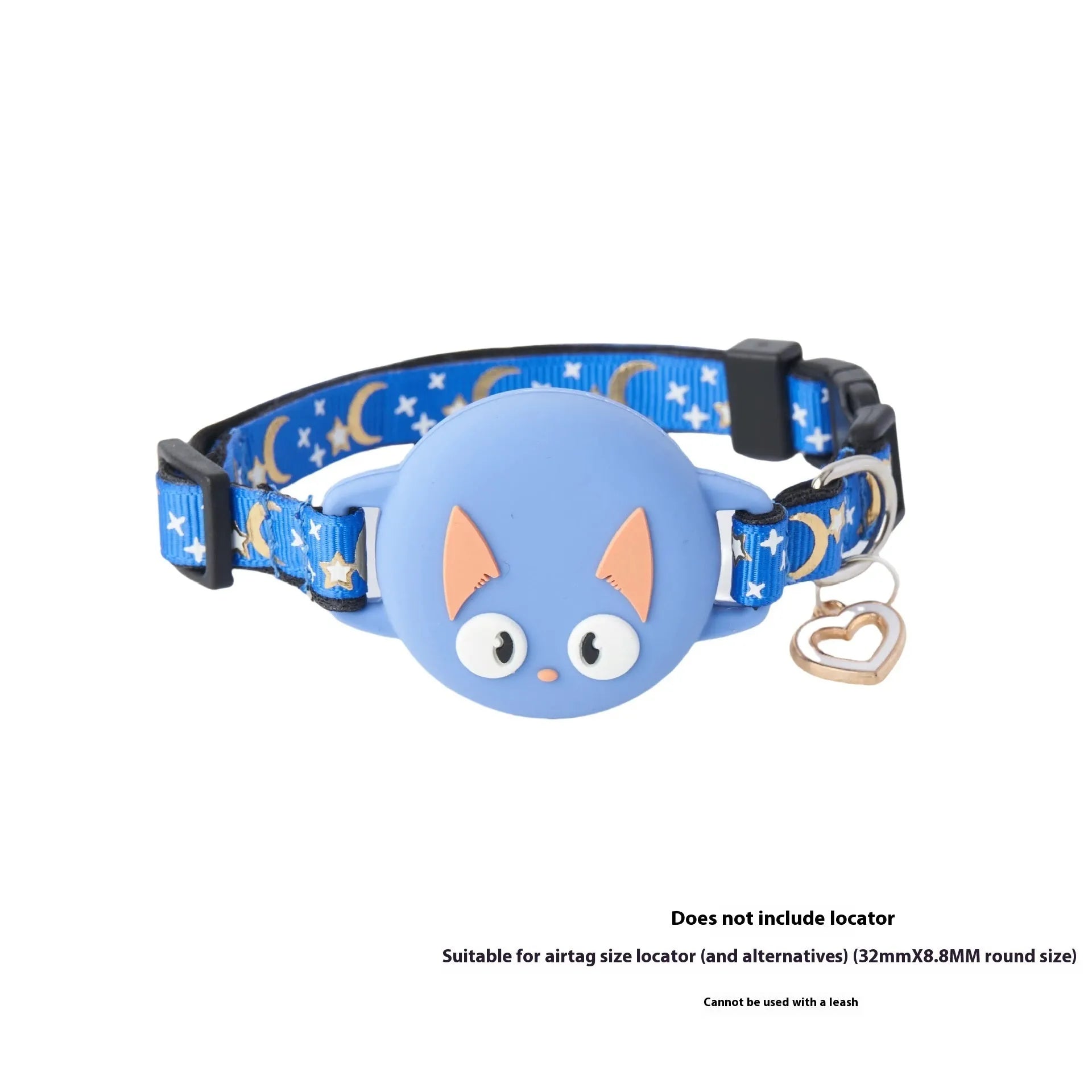 Apple AirTag protective case attached to adjustable cat collar strap in pink colour