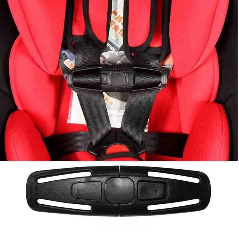 Black nylon child safety seat harness buckle clip for 5-point restraint systems