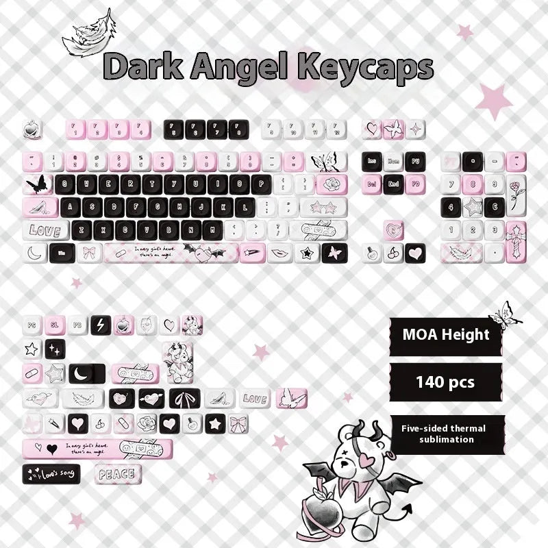 Sublimation printed cartoon theme keycap set for mechanical keyboard with pig party and capybara designs