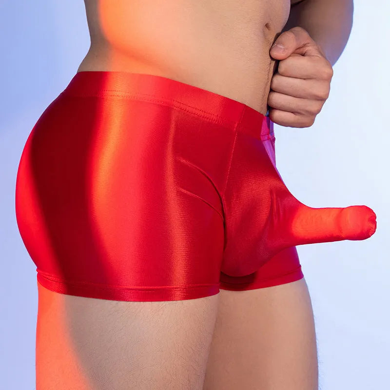 Men's animal year red boxer shorts with seamless nylon construction and mid waist design