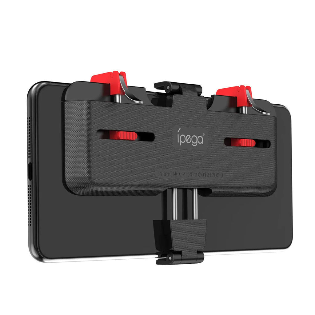 Black PUBG mobile phone trigger holder PG-9137 with adjustable metal trigger and telescopic fixing clip
