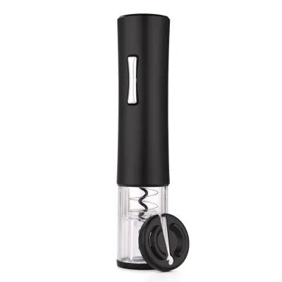 Black electric wine bottle opener with automatic corkscrew mechanism and foil cutter