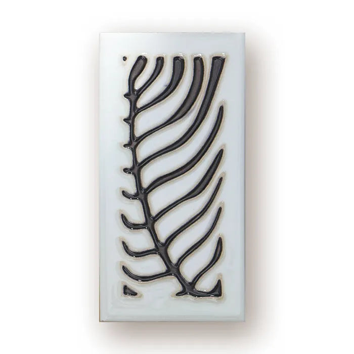 Handmade retro ceramic doorplate with enamel art number, measuring 76mm by 152mm.