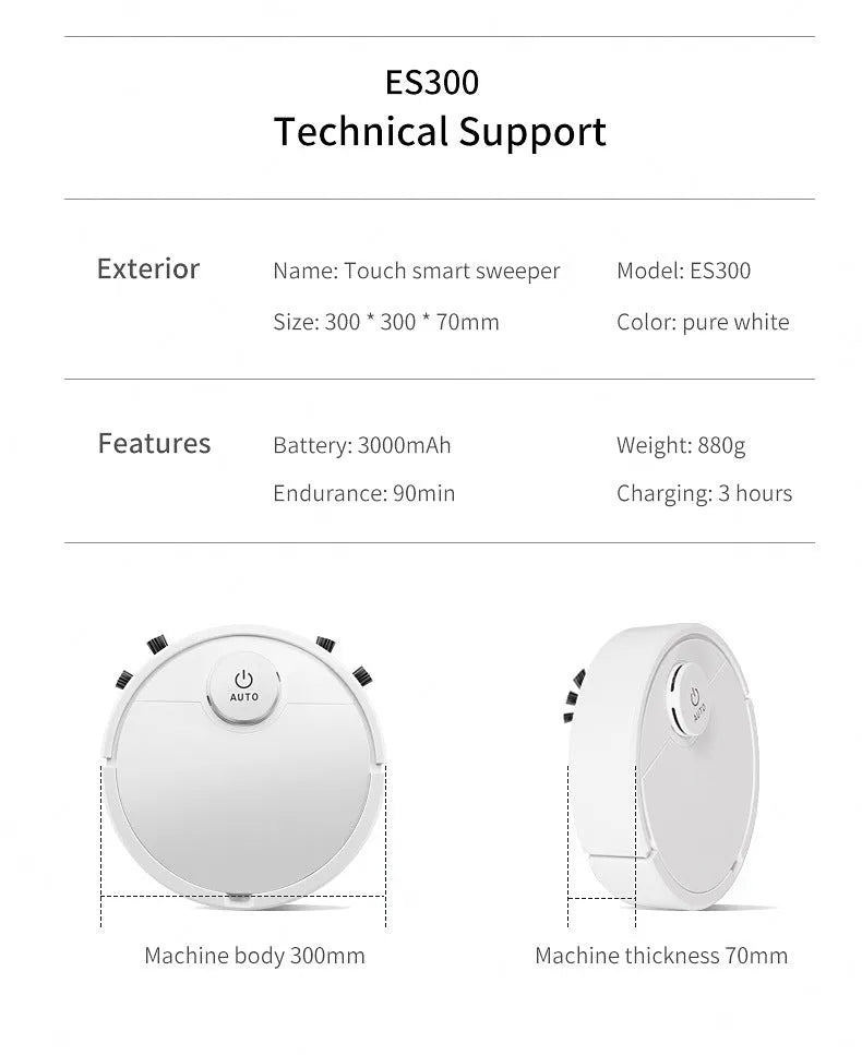 Automatic sweeping robot cleaner with compact square design and 3000mAh lithium battery for floor cleaning
