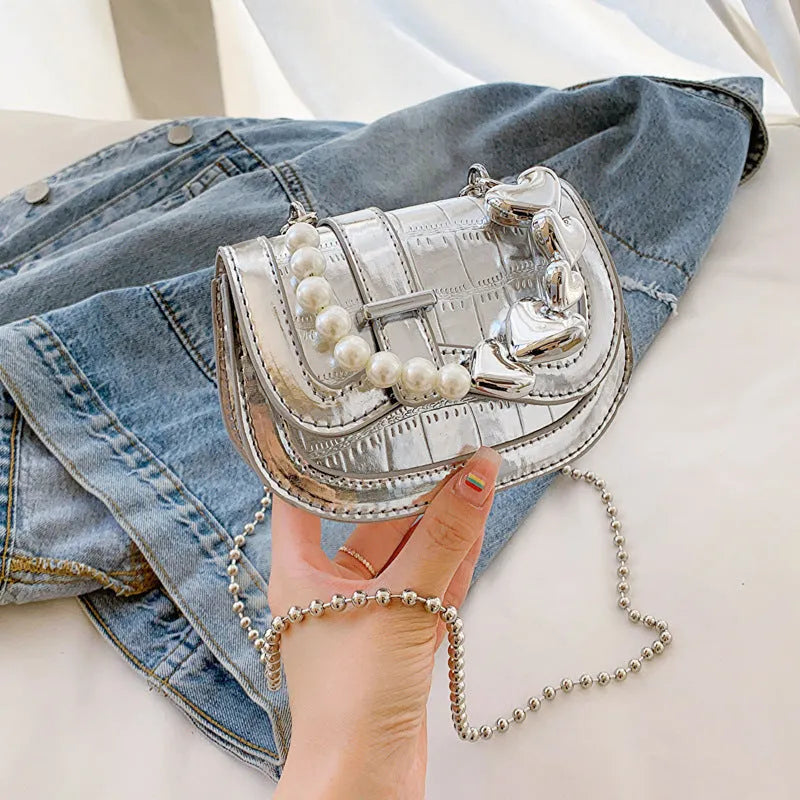 Women's PU leather mini tote saddle crossbody bag in horizontal square shape