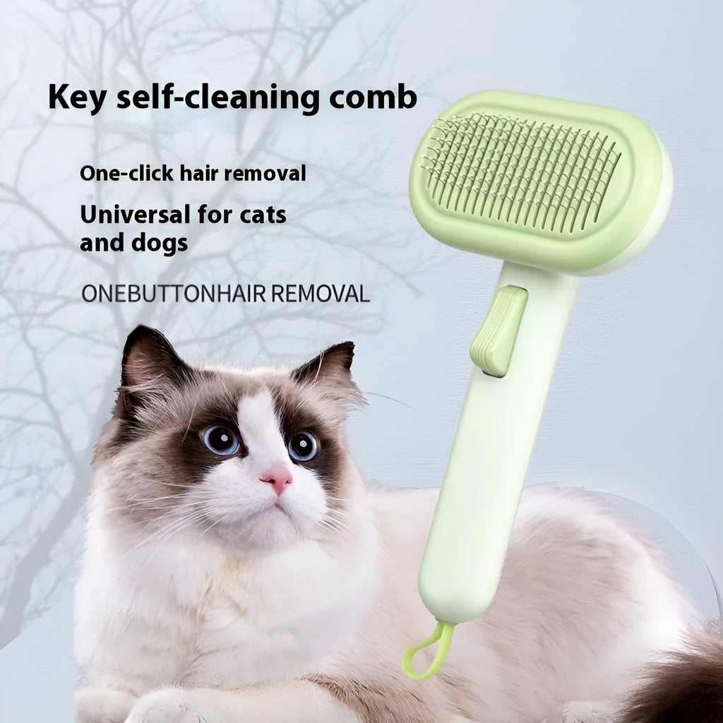 Large pet grooming comb with integrated shaver and knot untying function in light green colour