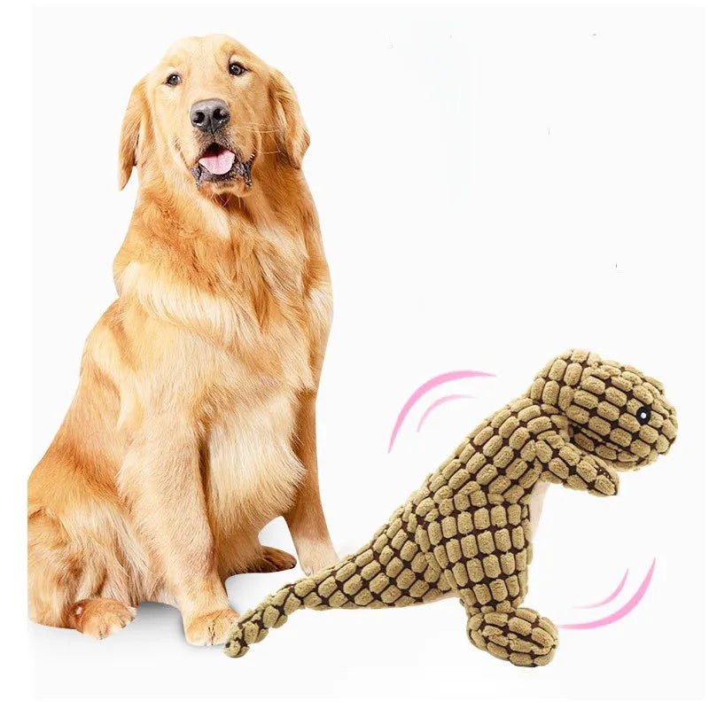 Bite-resistant dog chew toy with sound in orange colour, measuring 35cm long