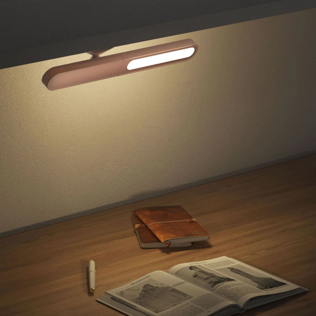 Geometric wireless table lamp with magnetic base in khaki colour
