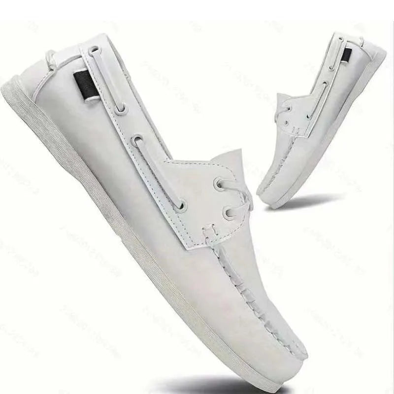 Men's British style casual shoes in artificial PU with round toe and flat heel, shown in a solid colour.