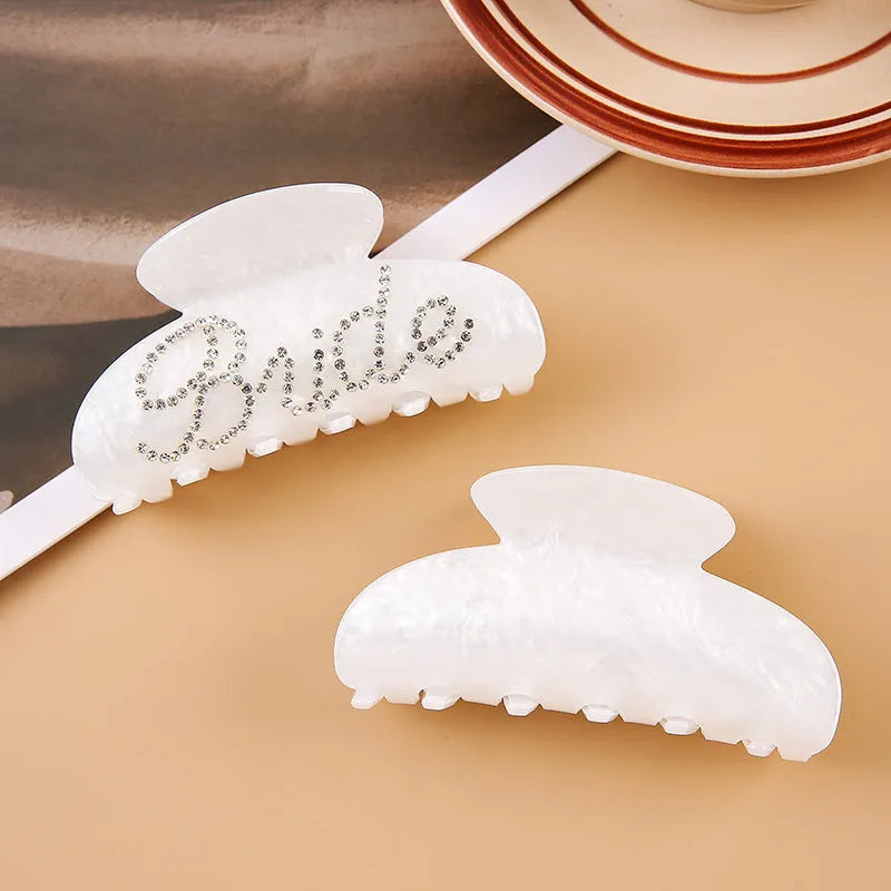 Acrylic barrette with spot drill pattern in pink or white, 10cm double-sided hair clip