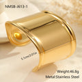 Women's exaggerated wide stainless steel bracelet with 18K gold plating and geometric wave design