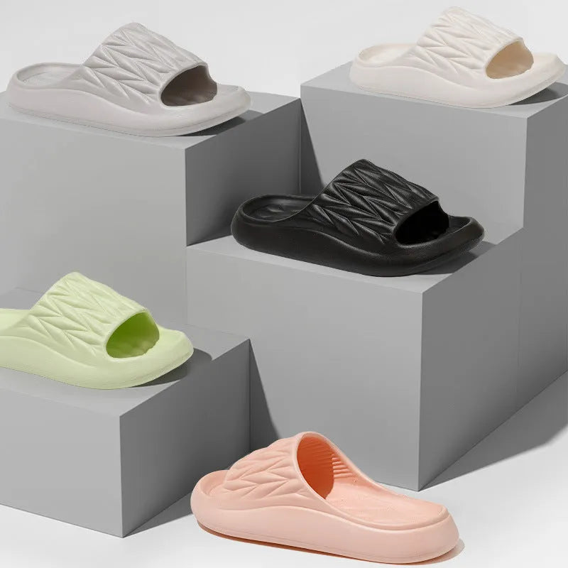 Leaf texture design EVA slippers in multiple colours with non-slip soles for indoor household use