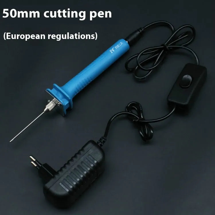 Blue electric heating cutter pen for foam cutting with plastic handle and adapter