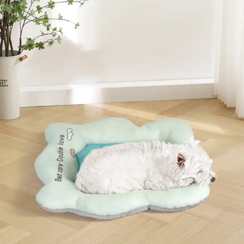 Green ice silk gel pet cooling mat for dogs and cats with size options for small to extra-large pets