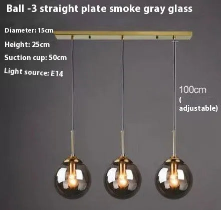 Nordic style round ball glass chandelier with multiple colour options for living room or dining room