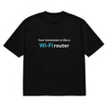 Men's black T-shirt with 3D printed cartoon design, loose fit with short sleeves