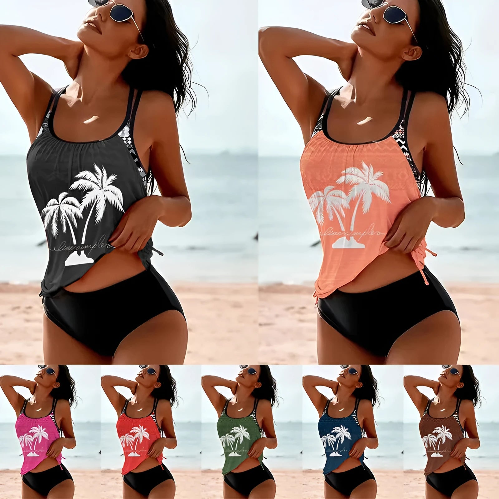 Women's loose fit split bikini briefs in polyester fabric for active scenarios
