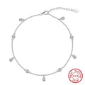 Women's sterling silver anklet with geometric zirconium pendant in gold and white gold colour options