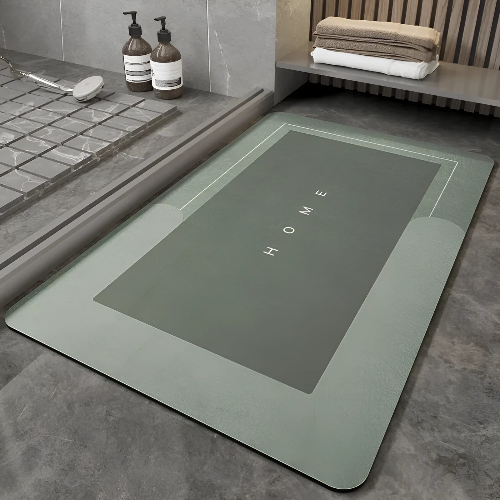 Blended bathroom floor mat for sliding door cushioning in blue colour rectangular shape