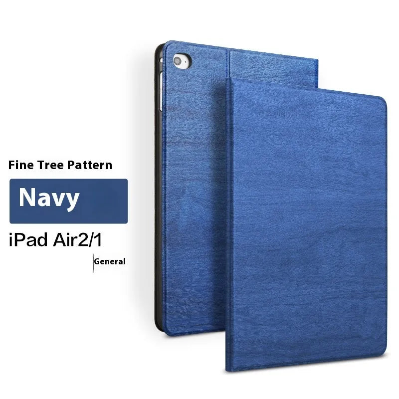 Universal iPad sleep bracket protective cover in black imitation leather showing tablet compatibility