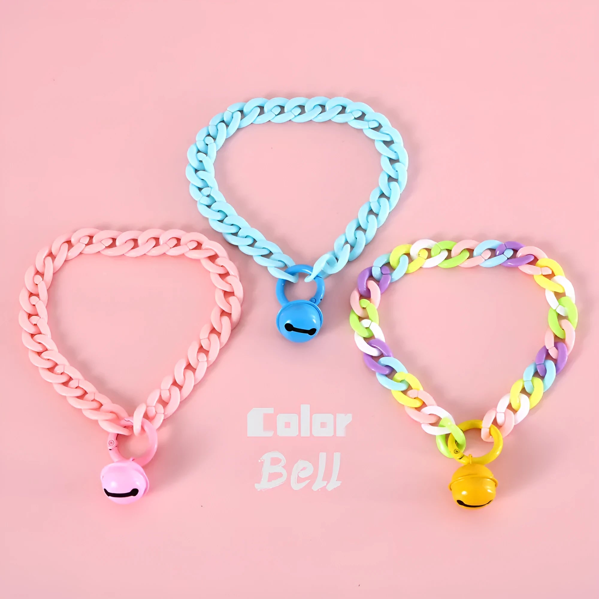 Plastic pet collar in macaron candy colours with chain design for cats, dogs and rabbits