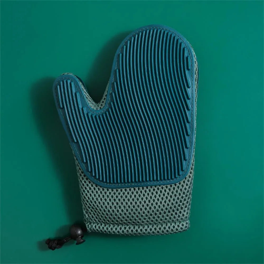 Pet hair removal glove for cat and dog grooming with fabric cleaning function