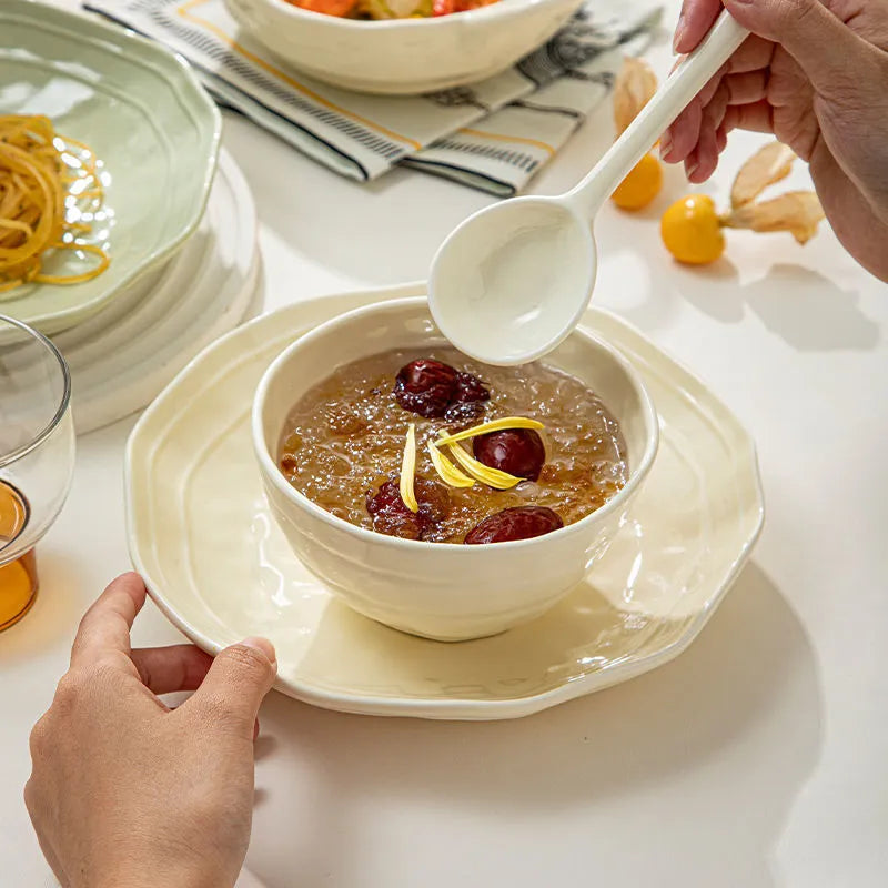 Seven-piece solid colour ceramic tableware set in Japanese modern style